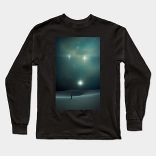 Ai Generated Art Scenery - Desert Landscape Under The Stars Long Sleeve T-Shirt